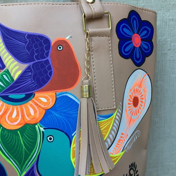 Hand Painted Mexican Tote Bag - Picture 2 of 4